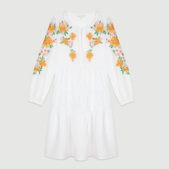 Maje Floral Embroidered Linen Dress - Picture 16 of 16